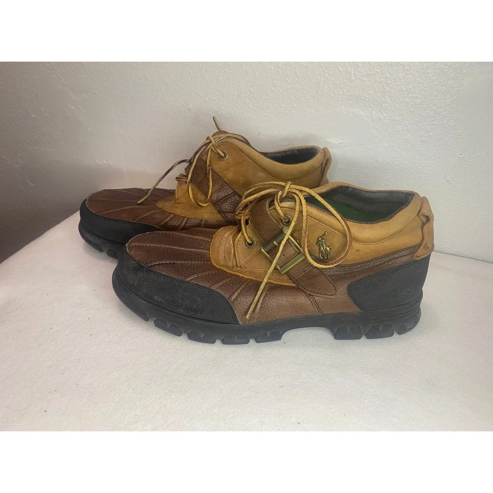 Polo Ralph Lauren Duck Boots Mens 11.5D Brown Leather Lug Sole Gorpcore